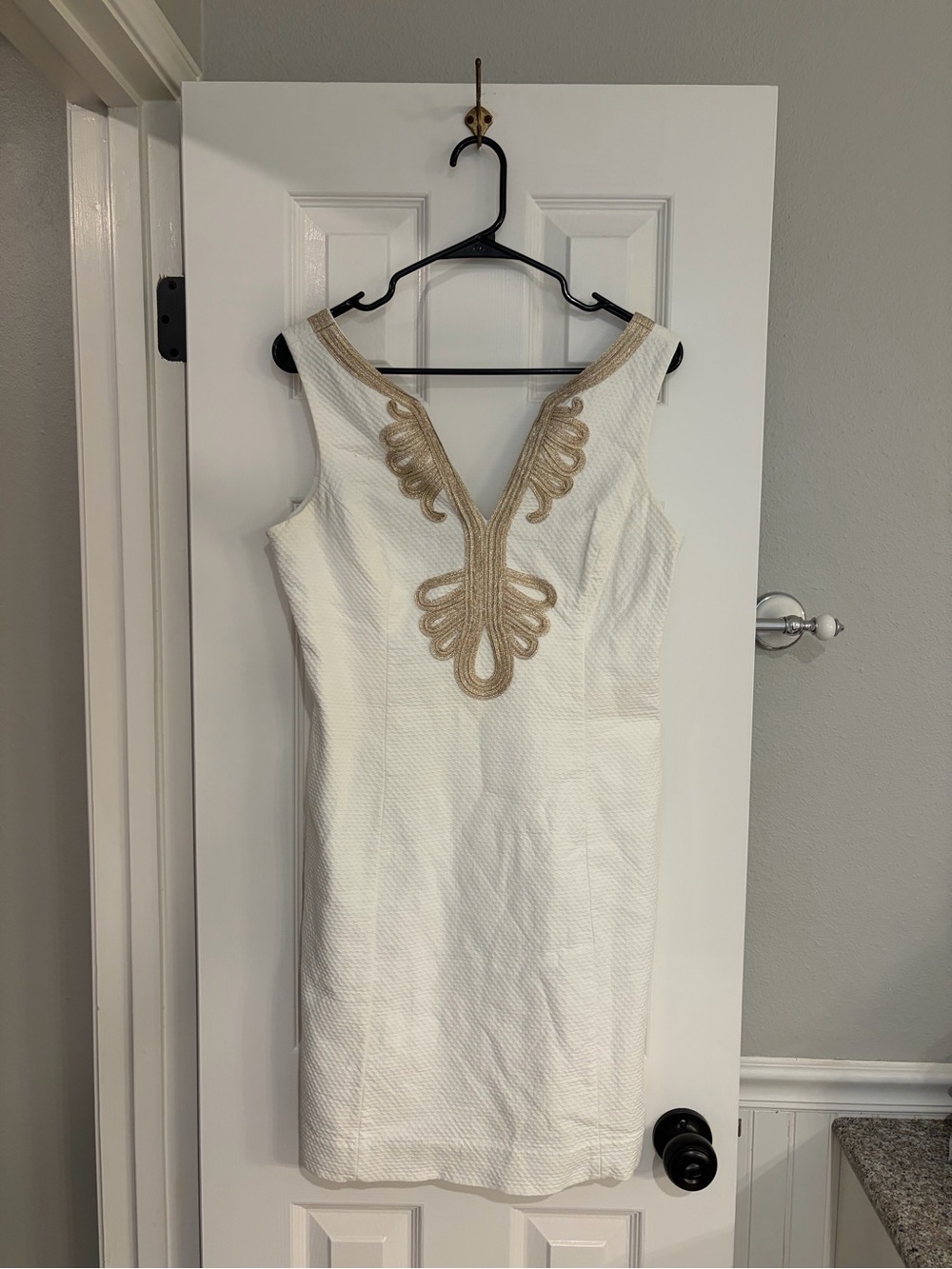 Lilly Pulitzer Janice White Gold Soutache Shift Dress Sleeveless Size 6